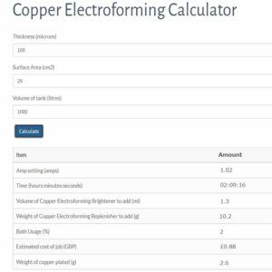 calculating electroforming settings